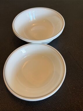 Corelle White Bowls with Thin Gray Rim - Set of 4 two different sizes